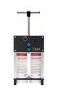 Mobile Heizungsbefüllungseinheit von BWT mit zwei transparenten Kartuschen, Druckmanometer und Anzahlungsanzeige. Anschlussmöglichkeiten für Wasserzufuhr und -abfuhr.